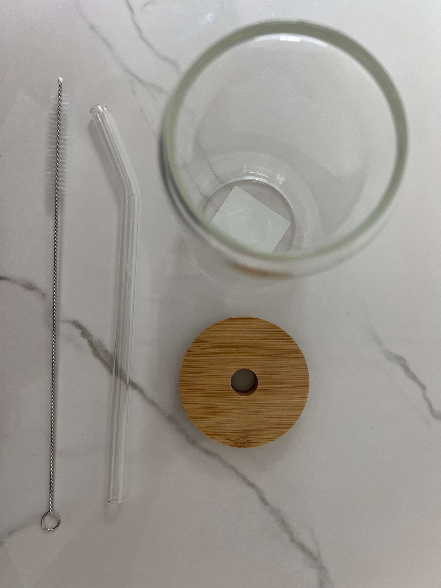 Glass Drinking Cup/ Straw Set