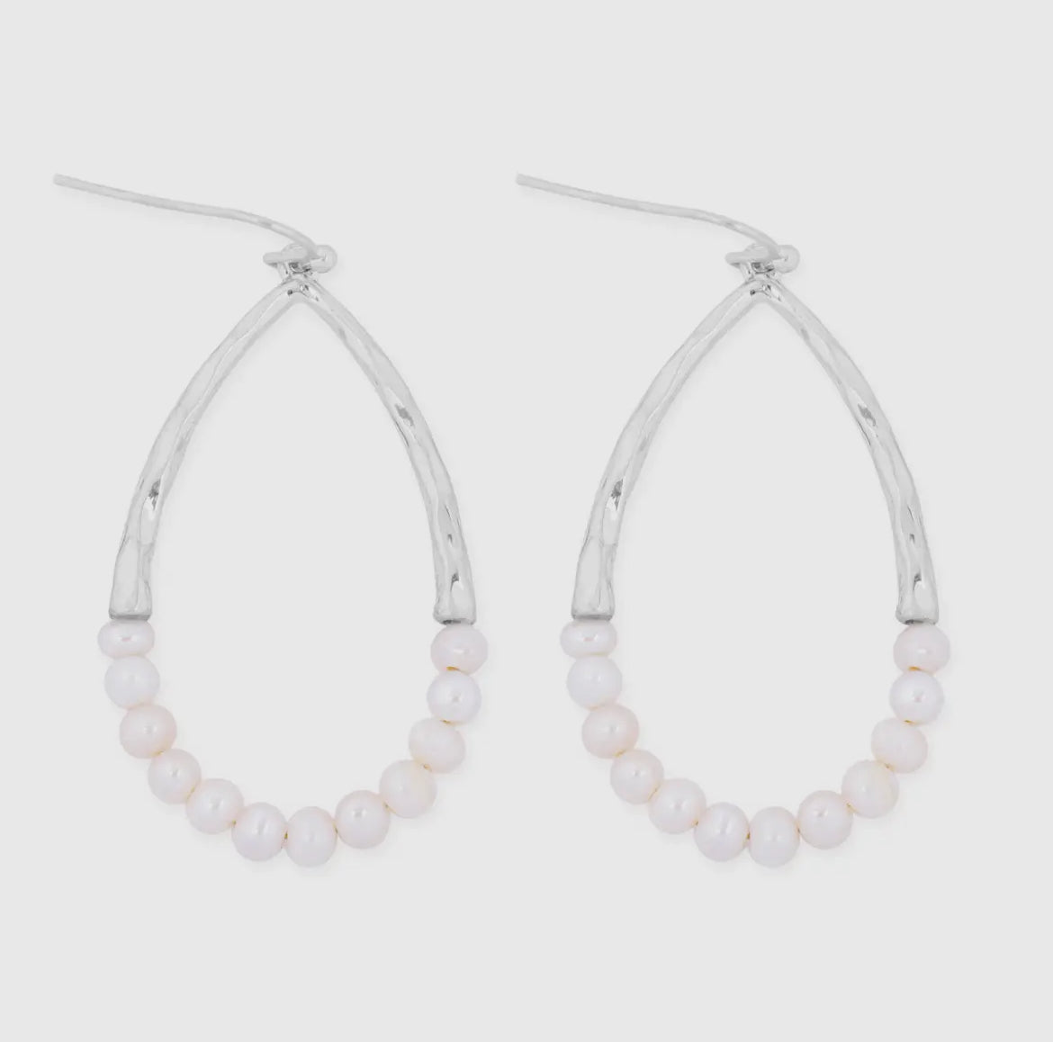 Earrings: Metal & Pearl Teardrop
