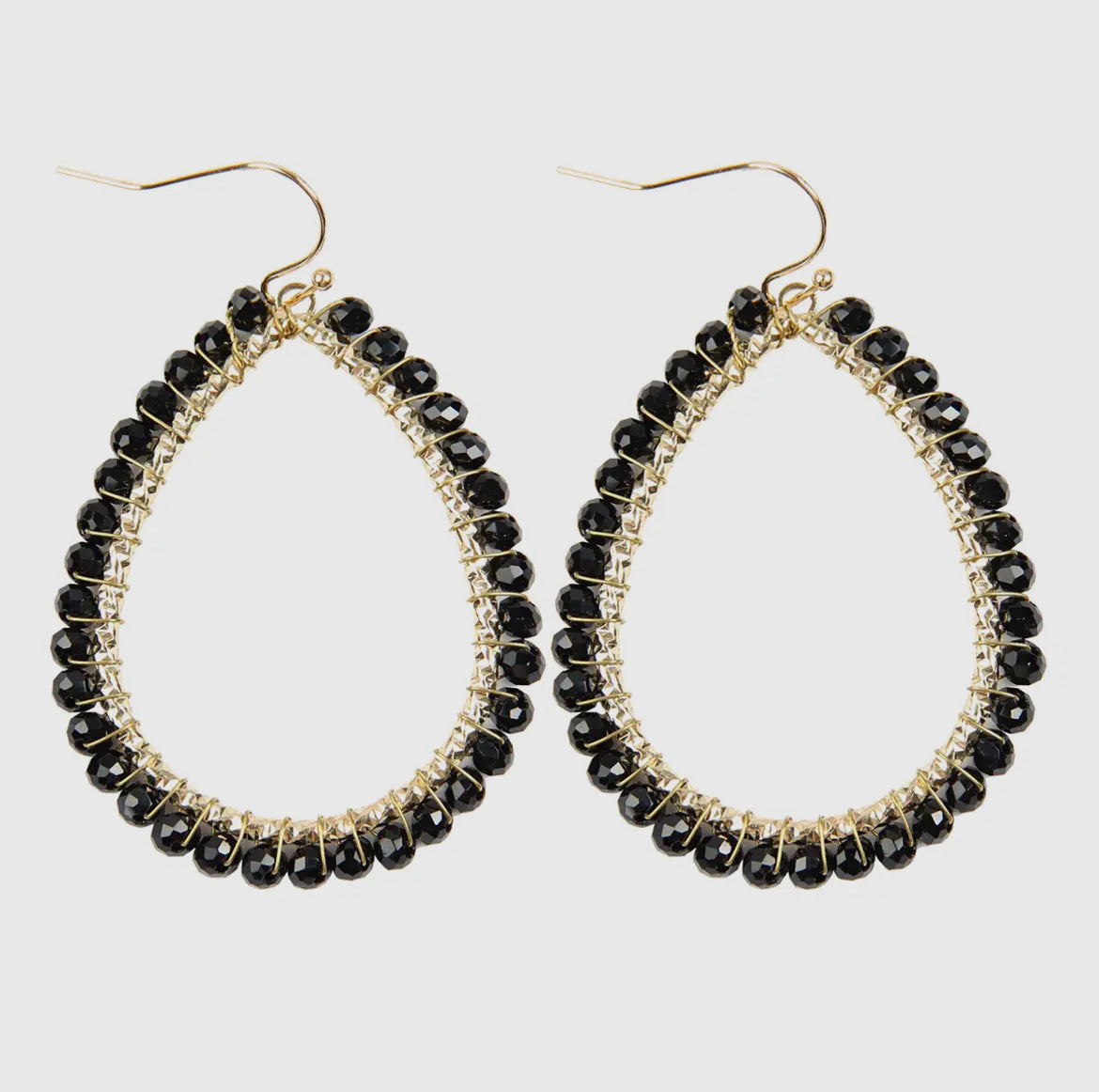 Earrings: Black Glass Beads