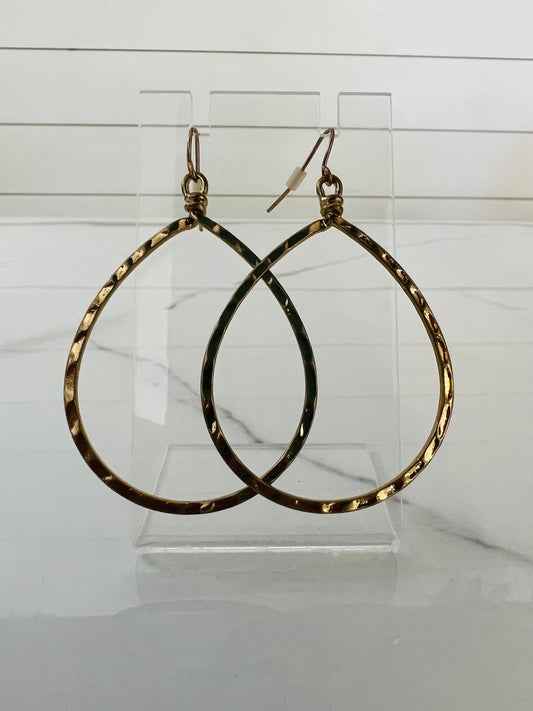 Earrings: Hammered Wide Teardrop