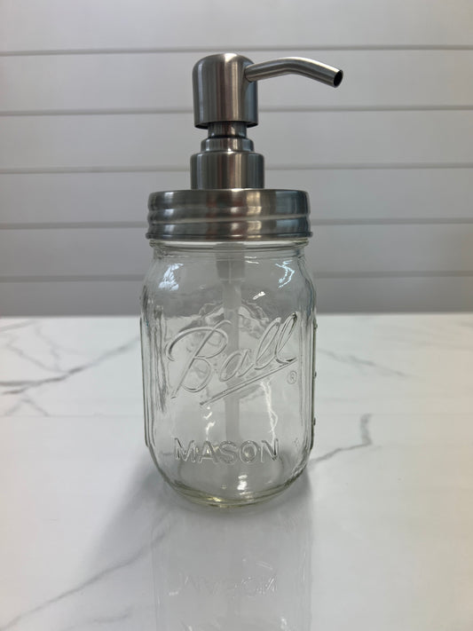 Mason Jar With Stainless Steel Soap Pump