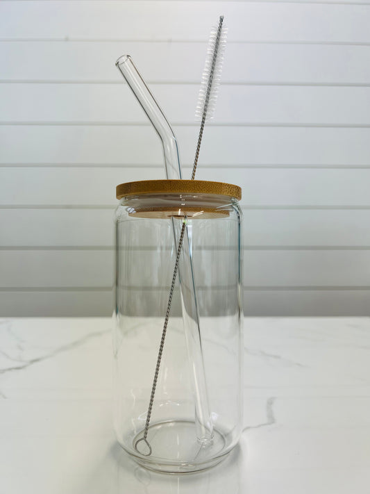 Glass Drinking Cup/ Straw Set