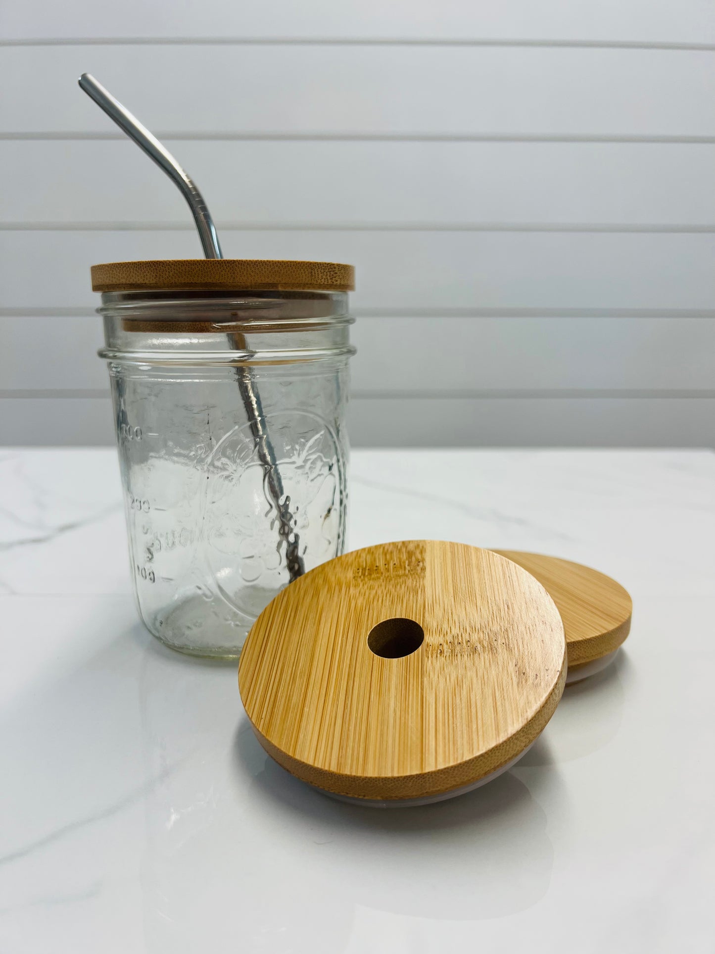 Bamboo Wide Mouth Jar Lid With Hole