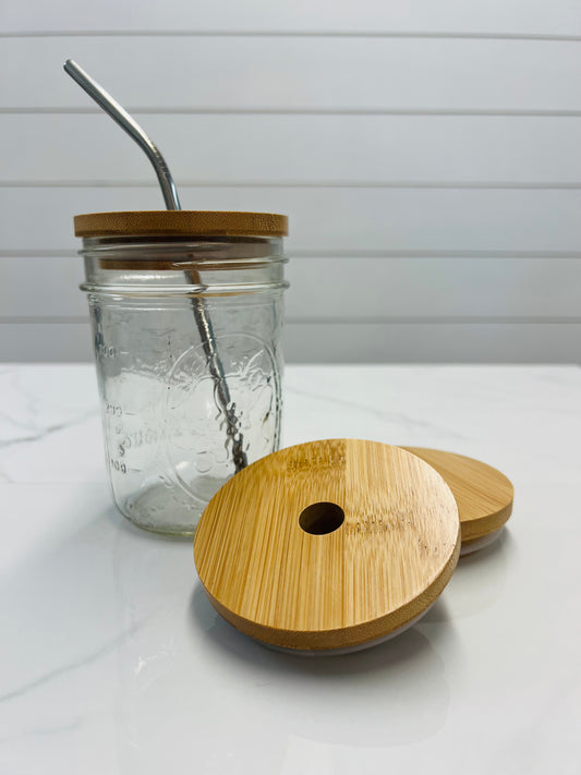 Bamboo Wide Mouth Jar Lid With Hole