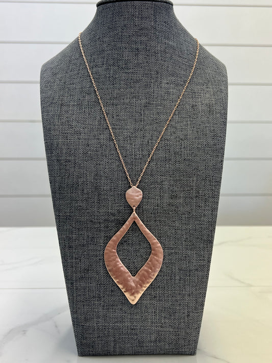 Long Decorative Hammered Necklace