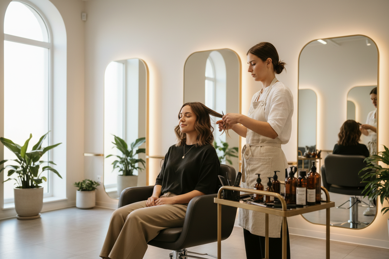 a client getting a relaxing haircut