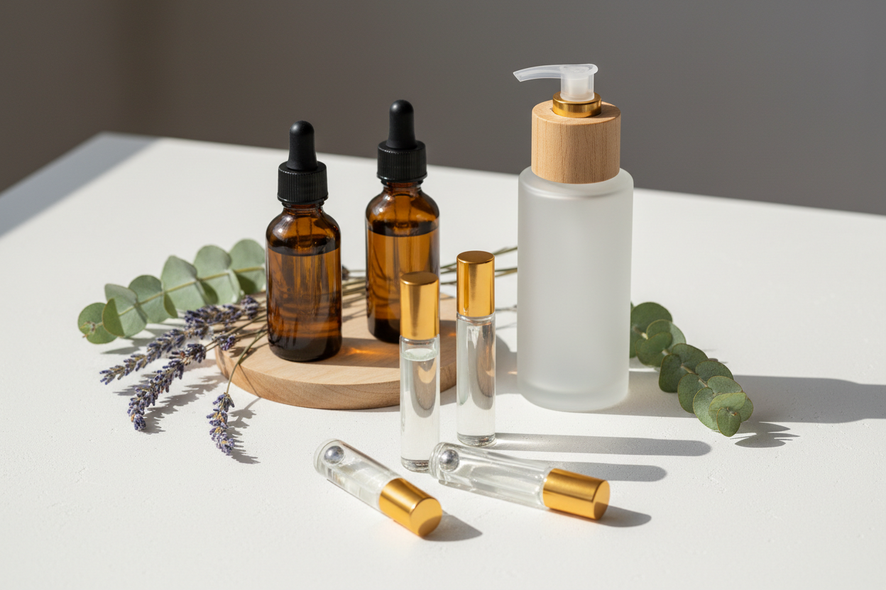 AROMATHERAPY ROLLER BOTTLE, DROPPER BOTTLE AND BODY OIL